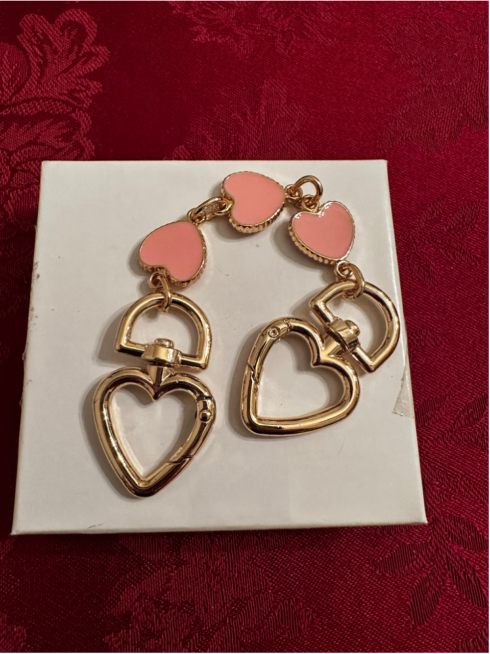 Unbranded Pink & Gold Heart Keychain or Strap Extender